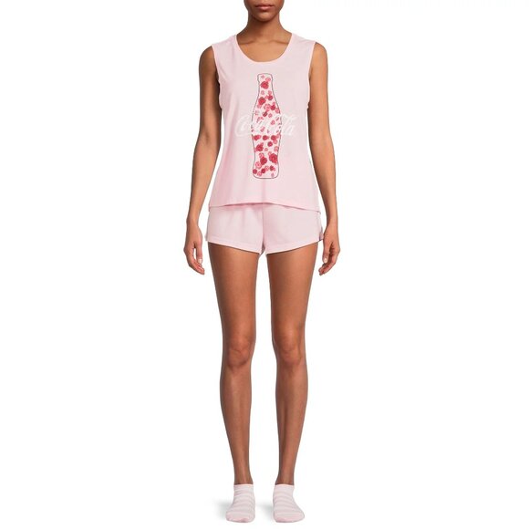 Coco-Cola Women's 2pc Tank & Shorts Pajama Set with Socks - NWT - XL- 2X - Picture 1 of 3